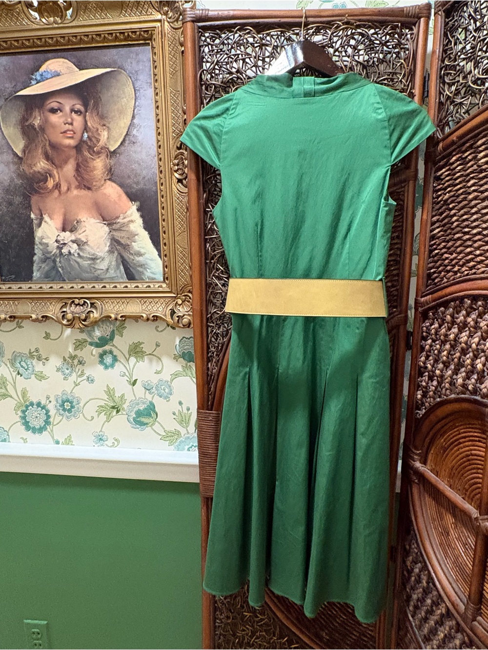 Rare 2008 L.A.M.B. Green Fit & Flare Dress Rockabilly Pinup Style - Picture 2 of 3